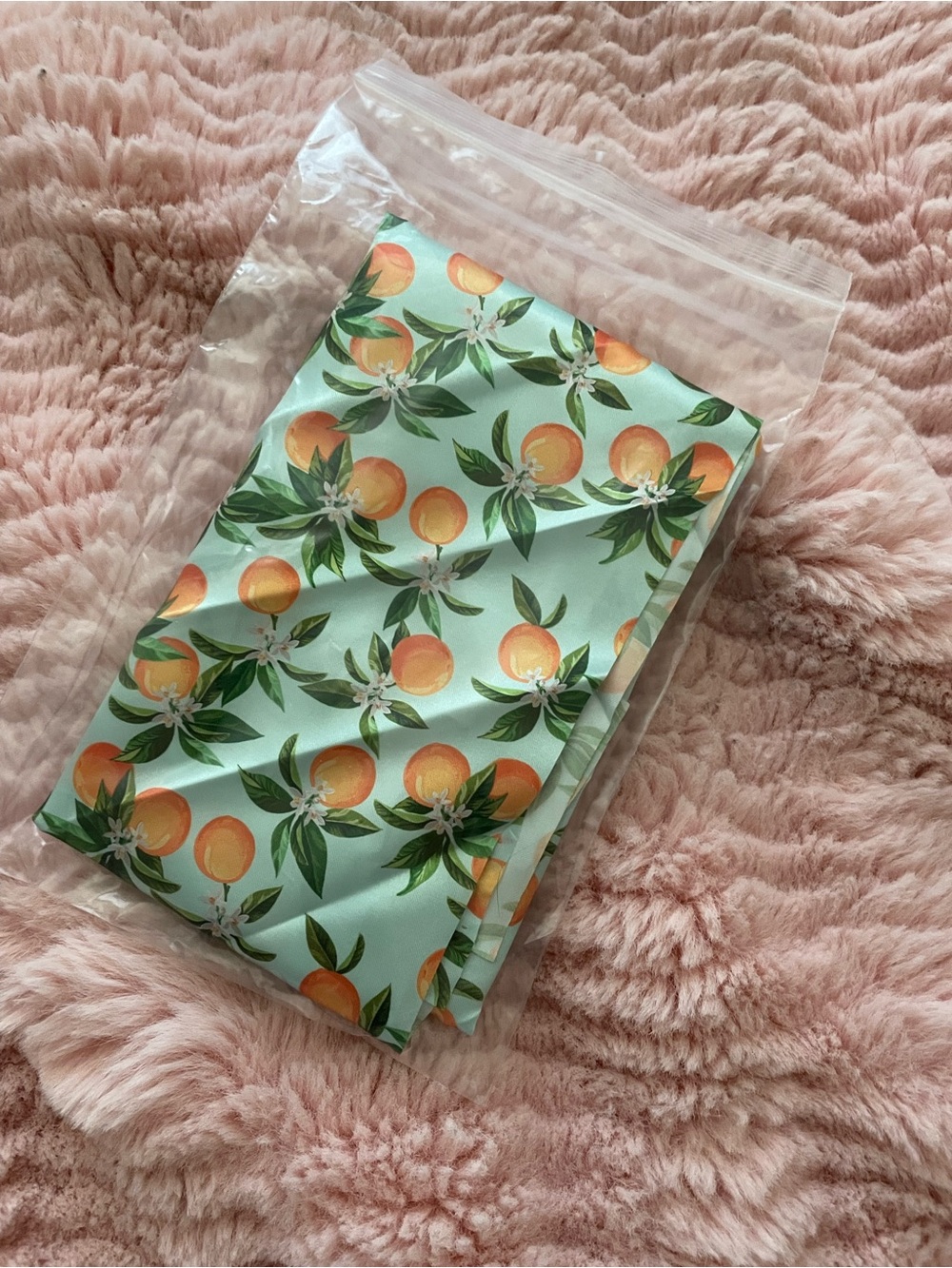 Silky lemon Print Scarf Wrap - Mint Green & Orange